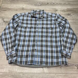 Simms Shirt Mens Large Gray Plaid Flannel Long Sleeve Lined Thermal Outdoor